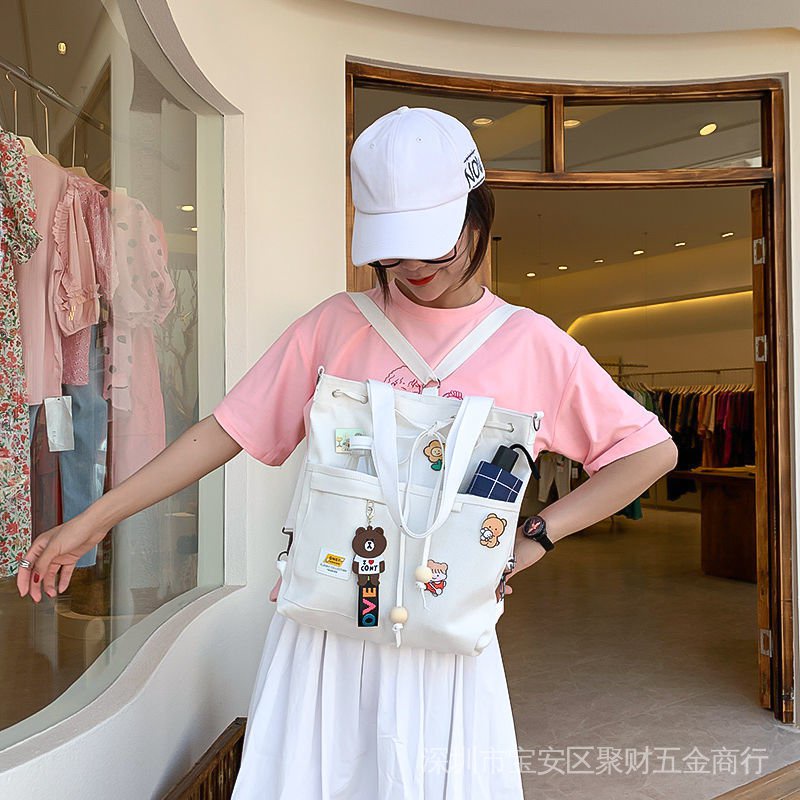 Túi Đeo Chéo Một Bên Vai Bằng Vải Bố Có Khóa Kéo Mẫu Mới Phong Cách Hàn Quốc Thời Trang Năm 2021 Dành Cho Học Sinh