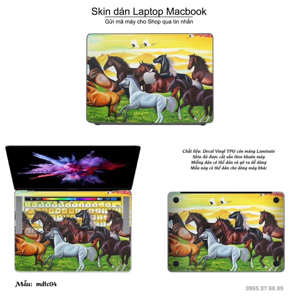 Skin dán Macbook mẫu Mã Đáo Thành Công (đã cắt sẵn, inbox mã máy cho shop)