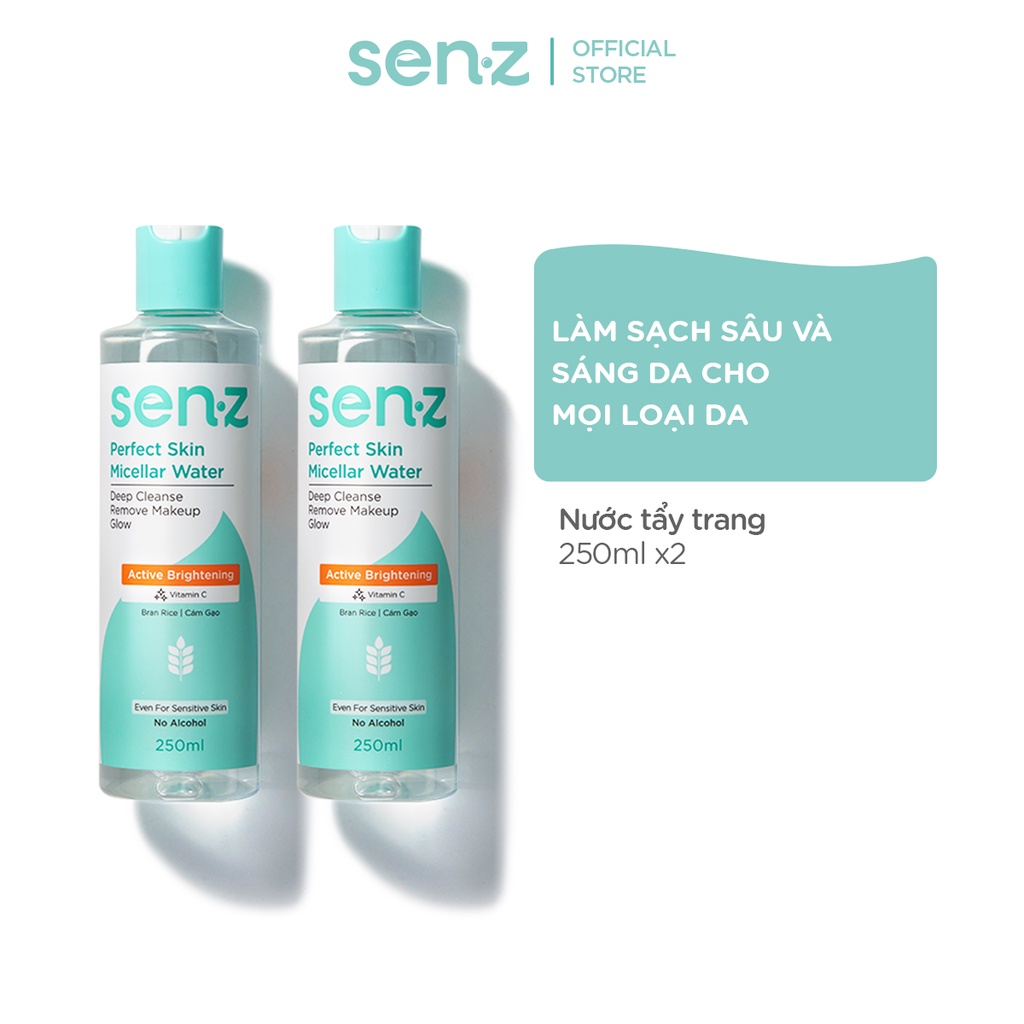 COMBO 02 Nước Tẩy Trang Micellar Water Cám Gạo Sáng Da Cho Mọi Loại Da SenZ Perfect Skin 250ML