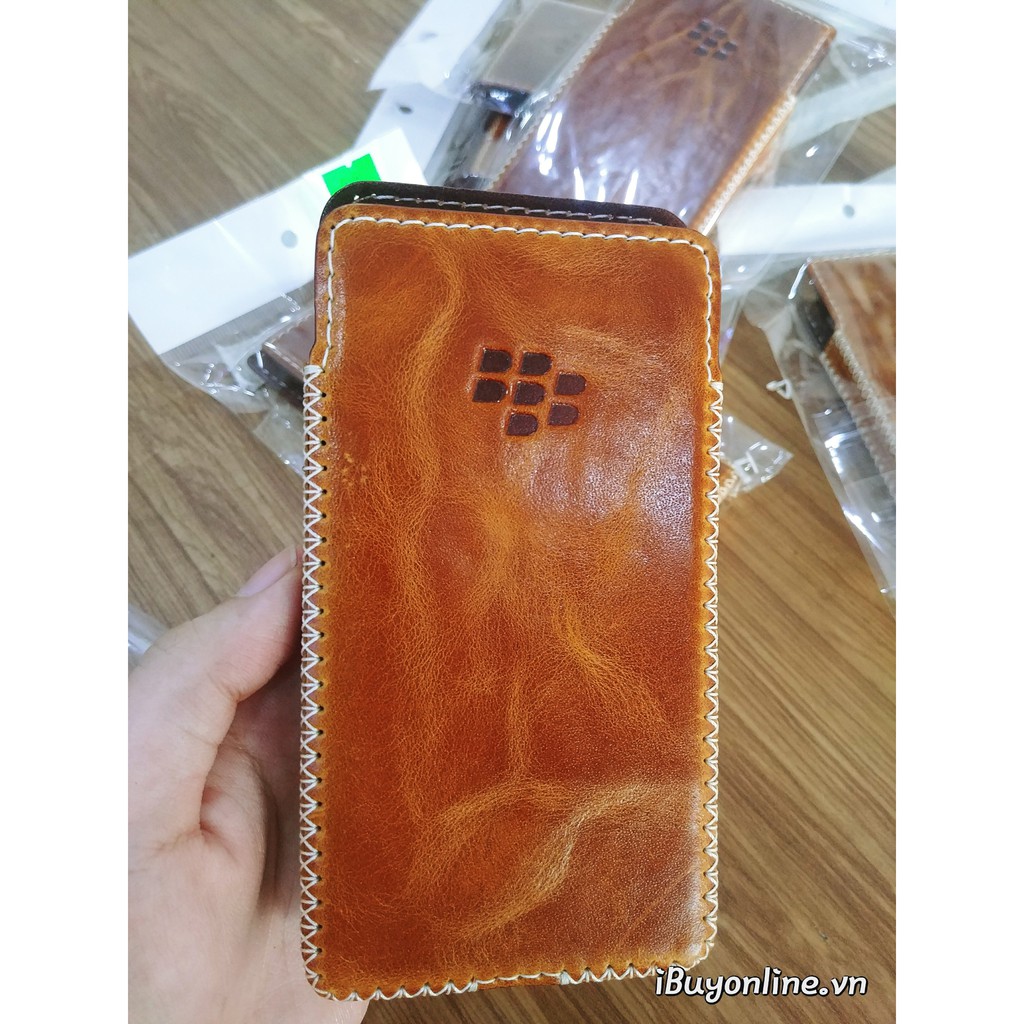 Bao da thật handmade dang hộp cho điện thoại BlackBerry Classic Q20