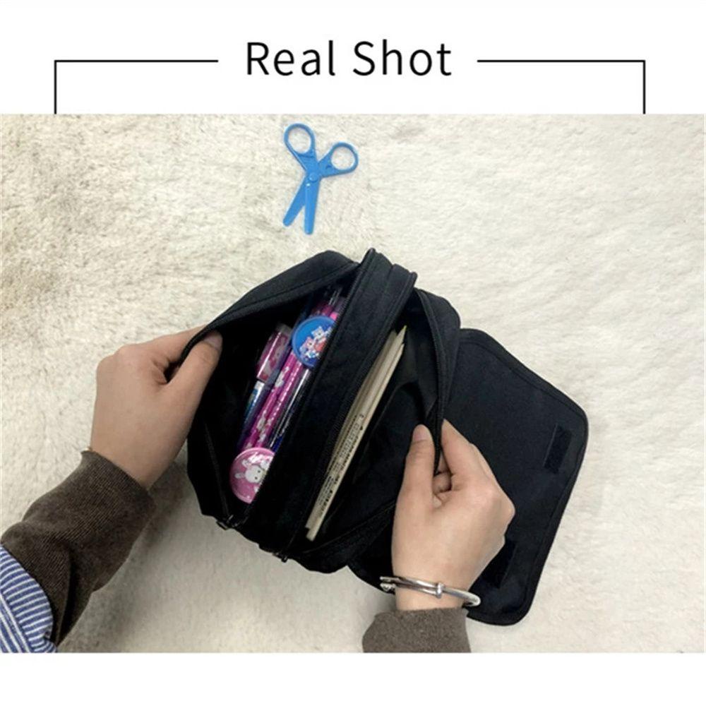 Túi Đựng Bút Bằng Vải Canvas Phối Khóa Kéo Thiết Kế Nhỏ Gọn Dành Cho Học Sinh Ốp