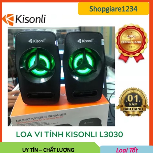 Loa vi tính Kisonli L-3030 có đèn led RGB Màu Thay Đổi - bass mạnh (Đen)- Hàng Chính Hãng- Bảo Hành 12 Tháng