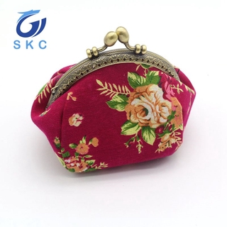 Ví Đựng Tiền Xu Khóa Kẹp Họa Tiết Hoa Vintage Cho Nữ