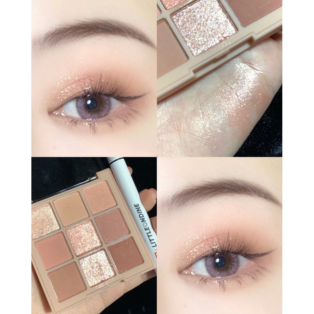 Bảng phấn mắt Dikalu 9 màu lì lấp lánh trang điểm đa năng