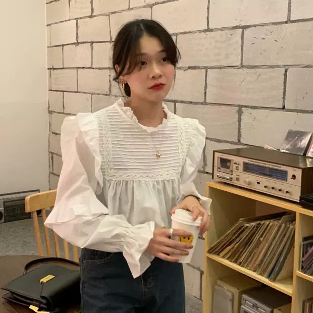 [ảnh thật-sẵn] Áo sơ mi trắng BBD bèo siêu xinh