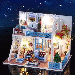 (SẴN HÀNG) Bộ lắp ráp mô hình nhà gỗ DIY:Ngôi Nhà Hạnh Phúc-K019 kèm mica + keo