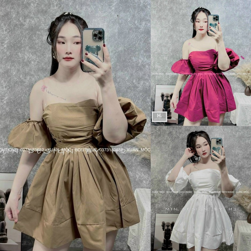 Đầm váy nữ trễ vai babydoll xếp ly ngực cute, xinh xắn dành cho các công chúa đi chơi, dạo phố