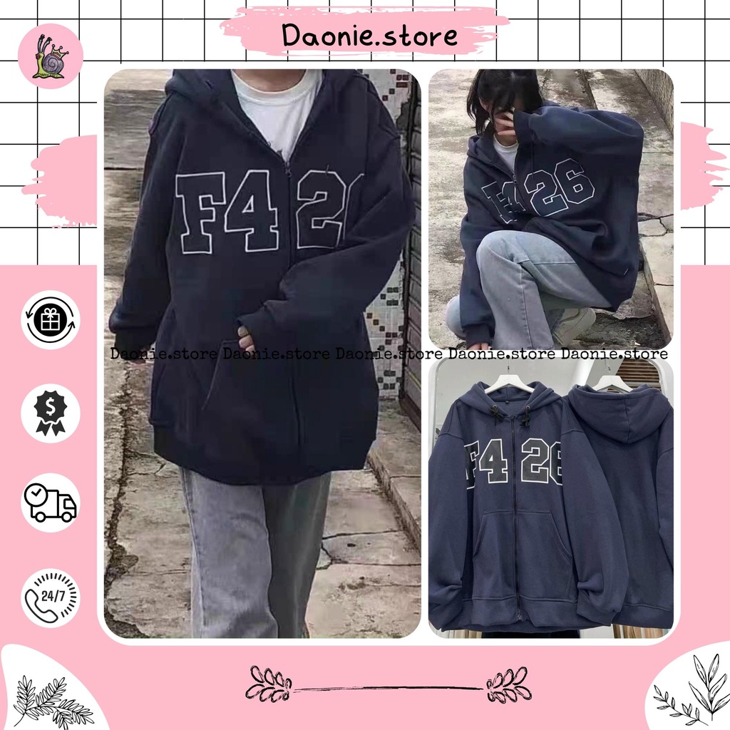Áo khoác nỉ bông F426 dài tay unisex [FREESHIP] ♥ Hoodie zip có mũ nam nữ form rộng ♥