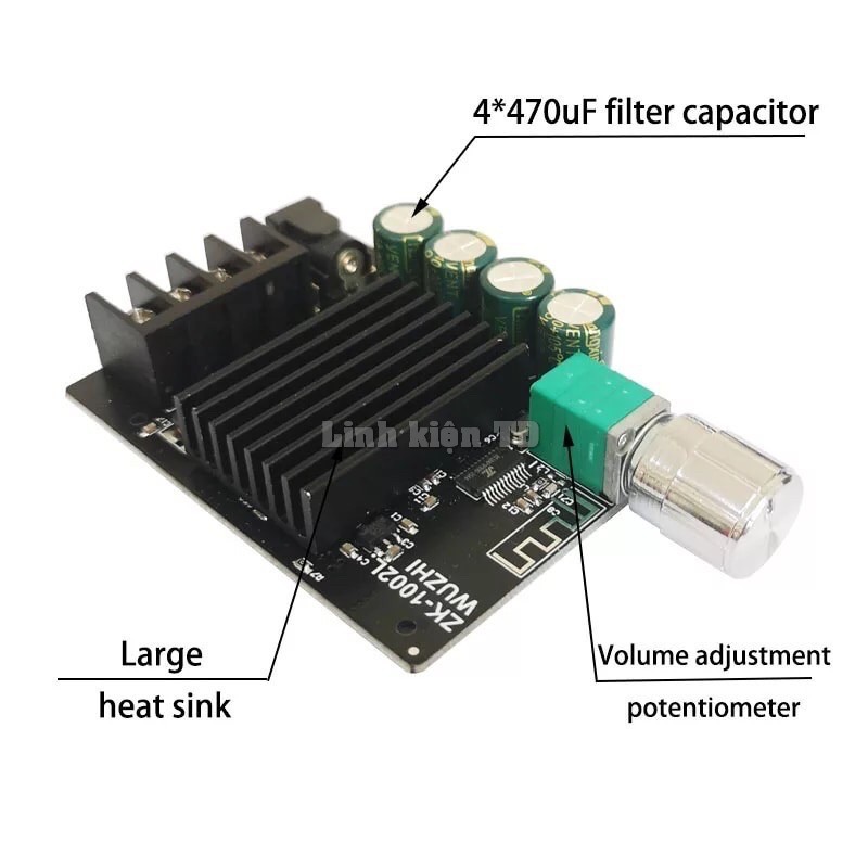Mạch khuếch đại Bluetooth 2.0 100Wx2 ZK-1002