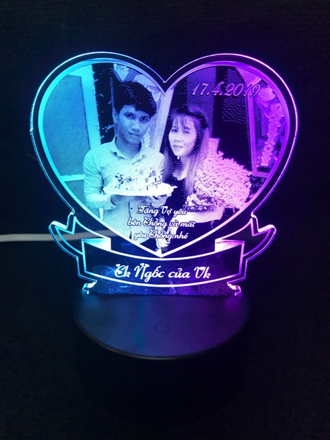 Đèn led 3d hình tim, (7 màu - 16 màu) Quà tặng theo yêu cầu
