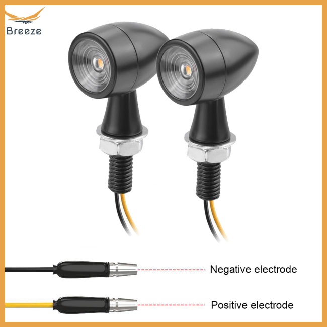 breeze 1 Pair Aluminum + Pc Lens Motorcycle  Led  Mini  Turn  Signal Waterproof Anti-scratch Retro Style Metal Signal