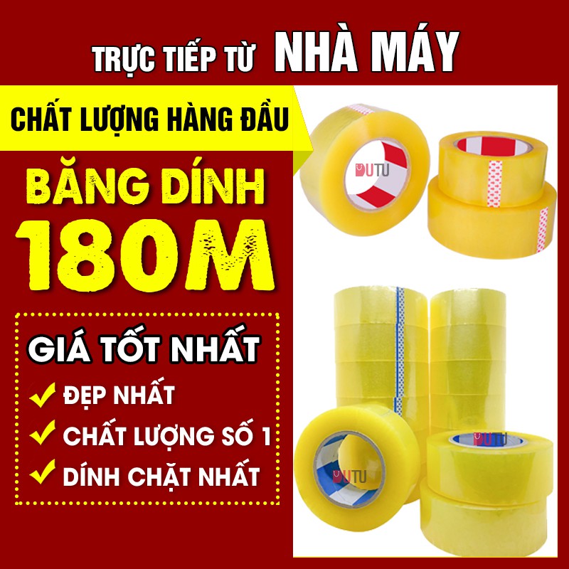 Cuộn Băng Dính Đóng Hàng OPP Màu Vàng Chanh Bám Dính Tốt, Không Thấm Nước Dài 190Y