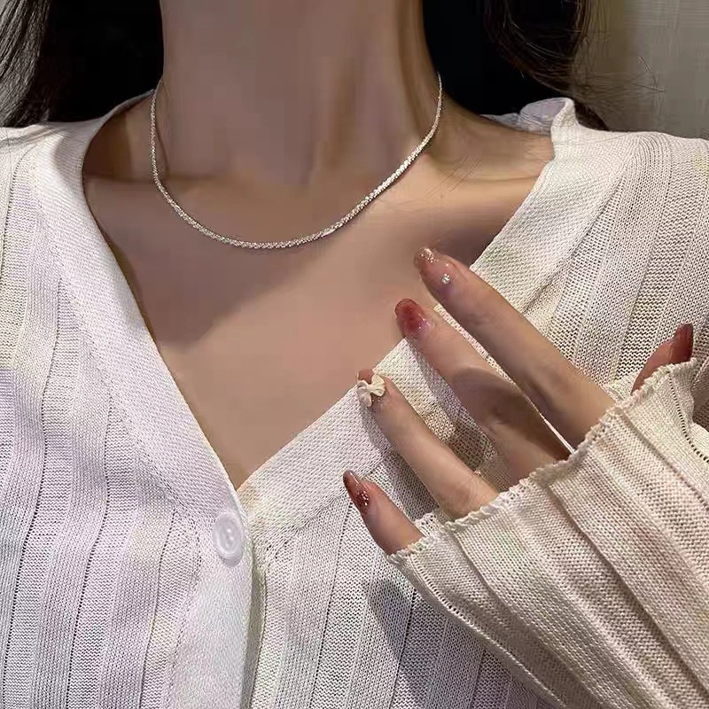 Vòng cổ Bạc Lấp Lánh Đơn Giản Dành Cho Nữ
