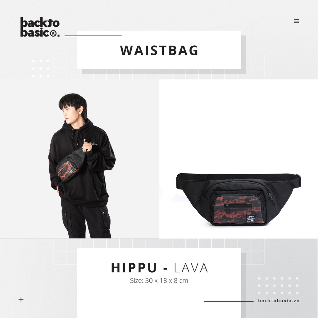 Túi bao tử - Túi đeo hông cao cấp Back To Basic - Hippu II Lava chống thấm tốt, 11 ngăn thumbnail