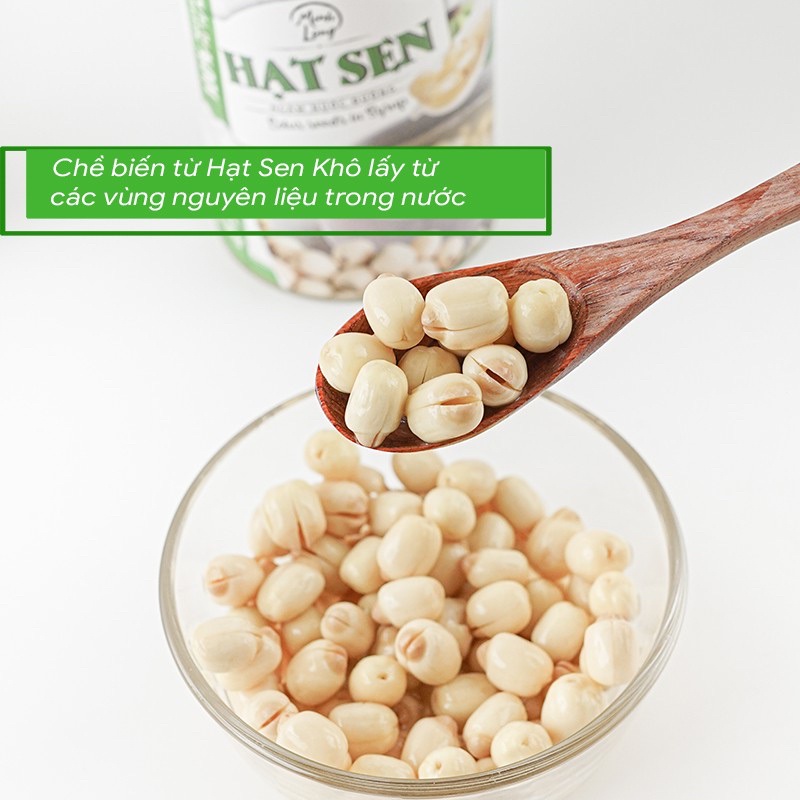 Hạt Sen Ngâm Nước Đường/Hạt Sen Đóng hộp CÁT LONG hộp 565g- TOPPING CHÈ/TRÀ SEN VÀNG LOẠI MỀM BÙI