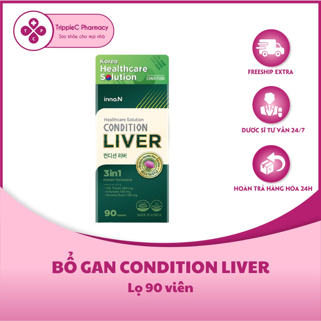 Viên Uống Bổ Gan Condition Liver - Giải độc gan, mát gan và tăng cường chức năng gan (Lọ 90 viên)