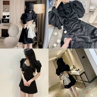 Đầm xoè cột nơ lưng ảnh thật trãi sàn