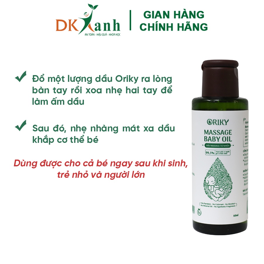 Dầu massage Oriky dưỡng ẩm cho bé, 60ml / chai