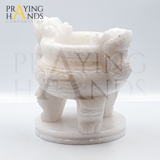 Lư Hương Bằng Đá Nguyên Khối Trắng