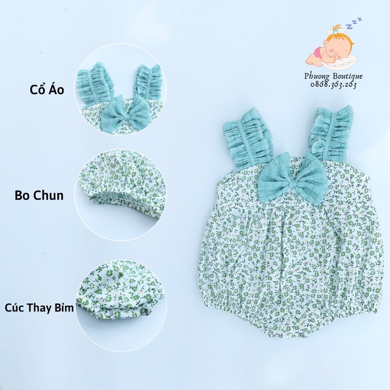 Bộ body cho bé hai dây vải thô cotton thoáng mát cho bé sơ sinh đến 1 tuổi