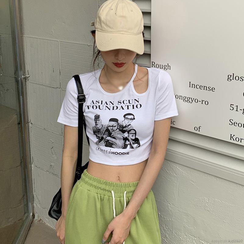 Áo Croptop Ngắn Tay In Họa Tiết Xinh Xắn Theo Phong Cách Hàn Quốc Dành Cho Nữ | BigBuy360 - bigbuy360.vn
