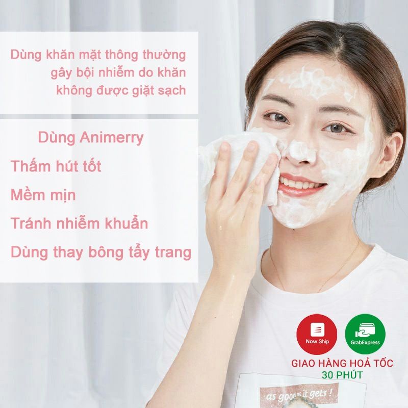 Khăn Lau Mặt Dùng 1 Lần - Tẩy Trang- Lau Khô/Lau Ướt Đa Năng ANIMERRY Natural Cao Cấp