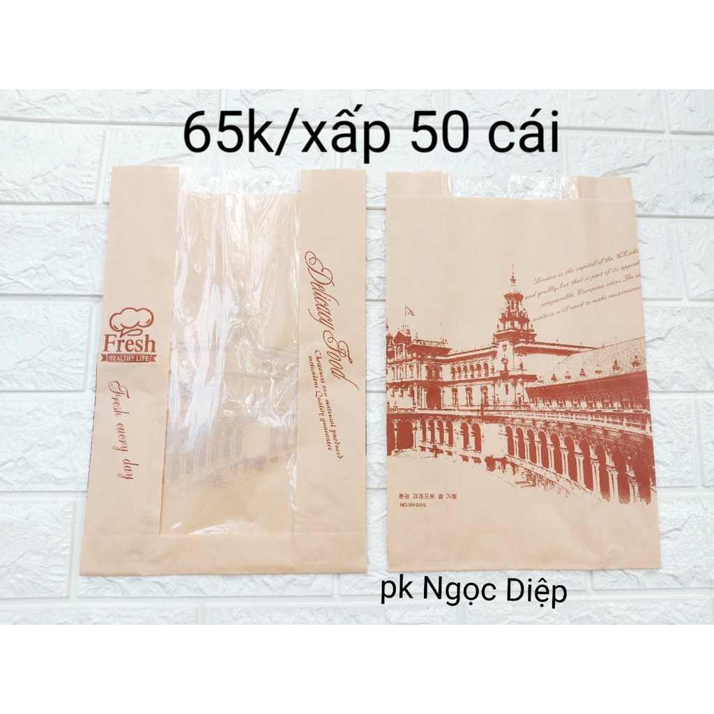 Túi bánh mì hoa cúc loại NGANG 50 cái/xấp