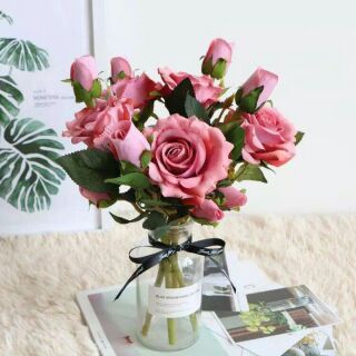 Hoa hồng giả đẹp (combo 5 cành )