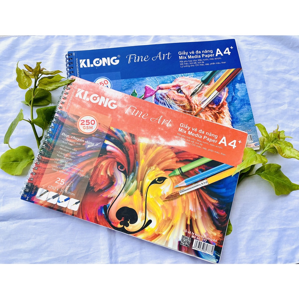 [Hàng xịn Klong MS 777] Sổ vẽ cao cấp A4+ 25 tờ 250GSM gáy lò xo chuyên nghiệp dành cho dân vẽ - VPP Thiên Ái