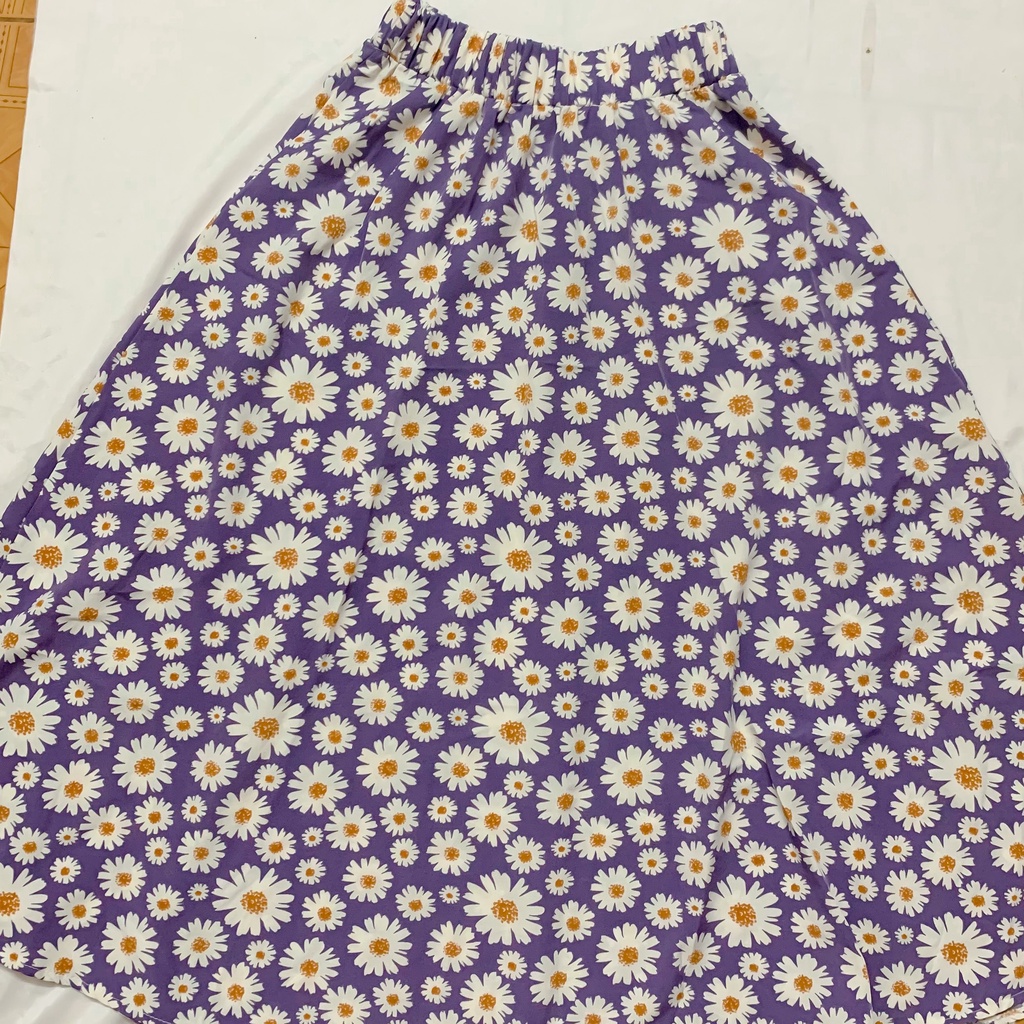 Pass Chân váy xòe hoa dáng dài màu tím V14