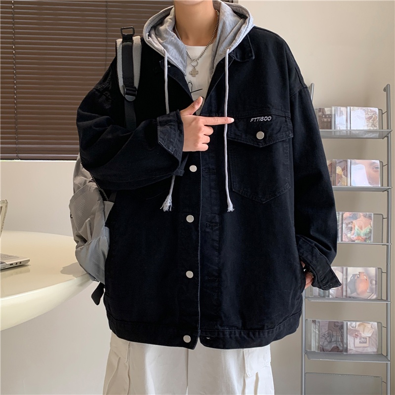 Áo khoác jean denim nam nữ unisex form rộng phối mũ K9, áo khoát jacket nam nữ có mũ trùm đầu cá tính JK8863