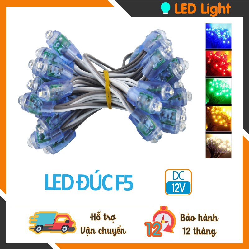 LED Đúc F5 đế 8 - 12V (50 bóng/Dây)