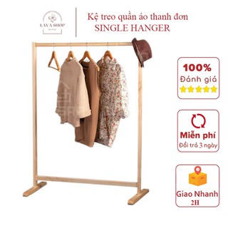 Kệ treo quần áo thanh đơn - Giá treo quần áo gỗ - SINGLE HANGER - Gỗ thông tự nhiên