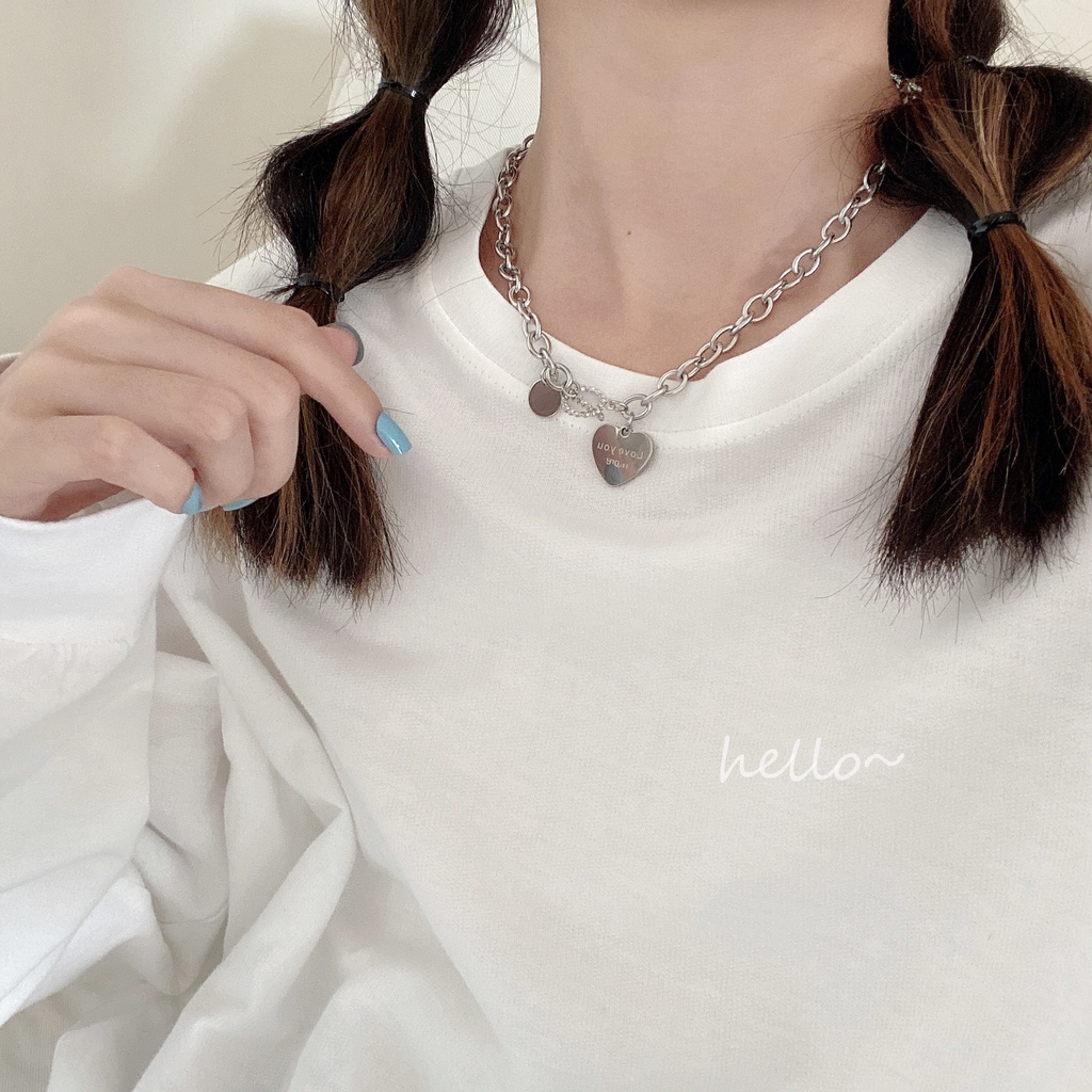 Vòng cổ choker 17km mặt hình trái tim phong cách punk thời trang cho nữ