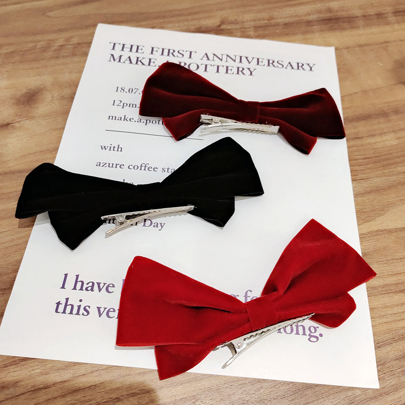 Kẹp tóc nơ vải nhung nữ tính thời trang