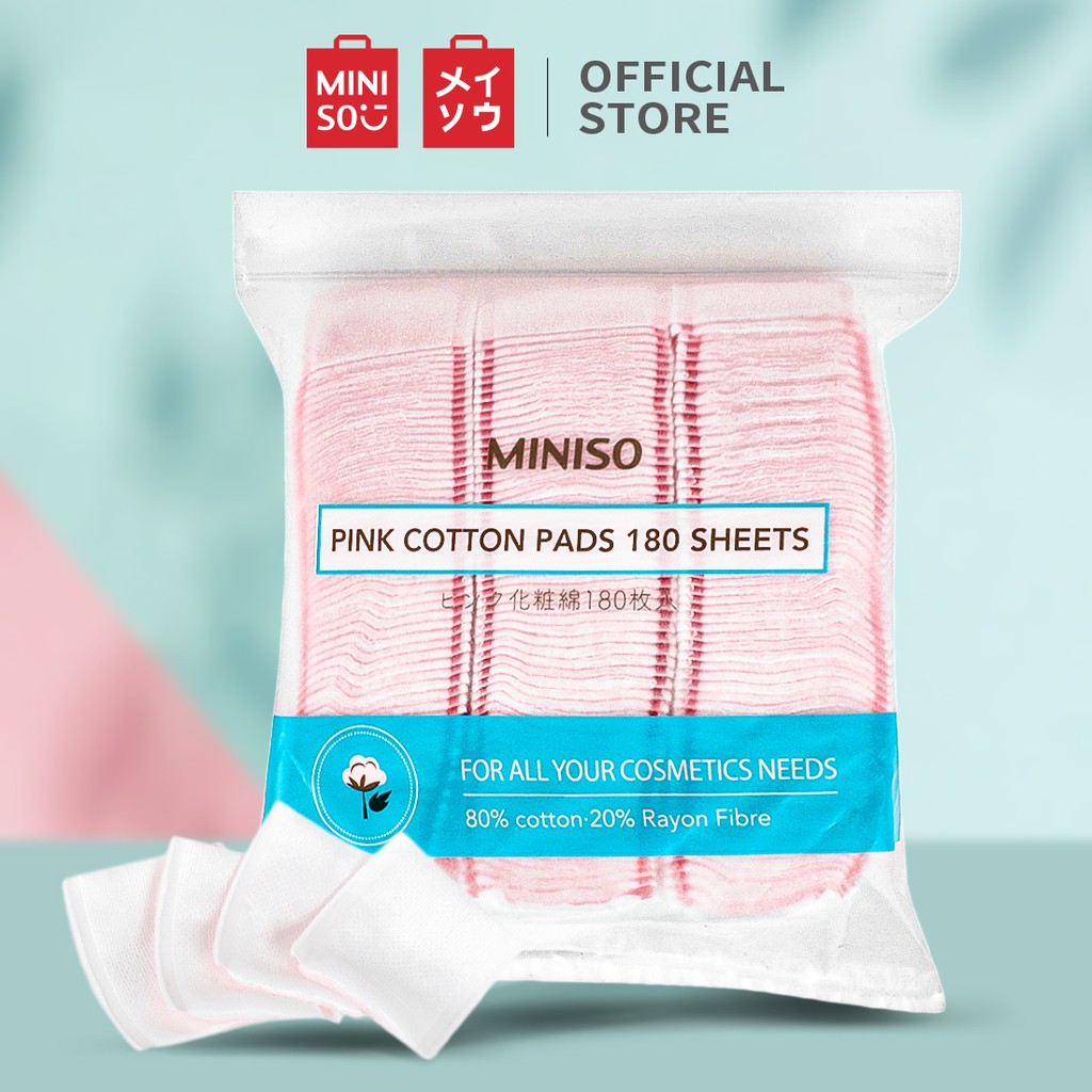 Bộ bông tẩy trang Miniso 180 miếng bong tẩy trang cotton pad (Hồng)