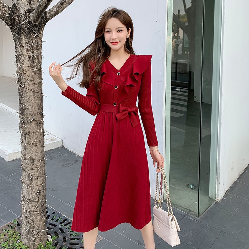 Đầm len dáng dài thời trang thu đông thanh lịch cho nữ