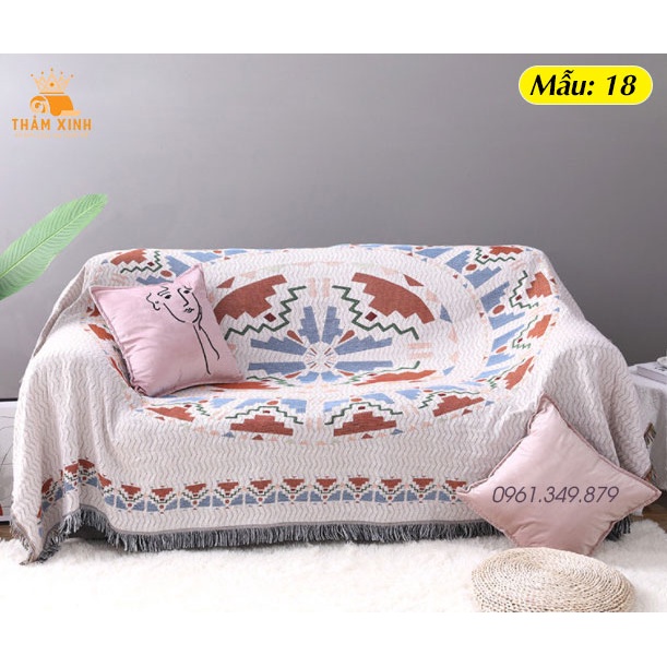 4 Mẫu Thảm Sofa Họa Tiết Thổ Cẩm, Thảm Phủ Sofa Họa Tiết Vintage Cao Cấp