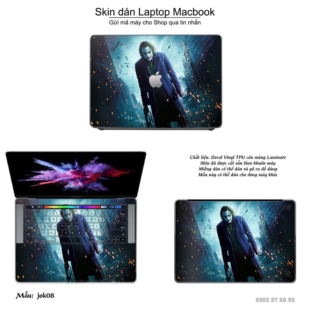 Skin dán Macbook mẫu Joker (đã cắt sẵn, inbox mã máy cho shop)