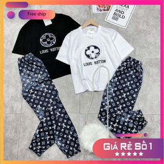 Bộ đồ ngủ mặc ở nhà LV hoa ♥️ chất cotton thoáng mát