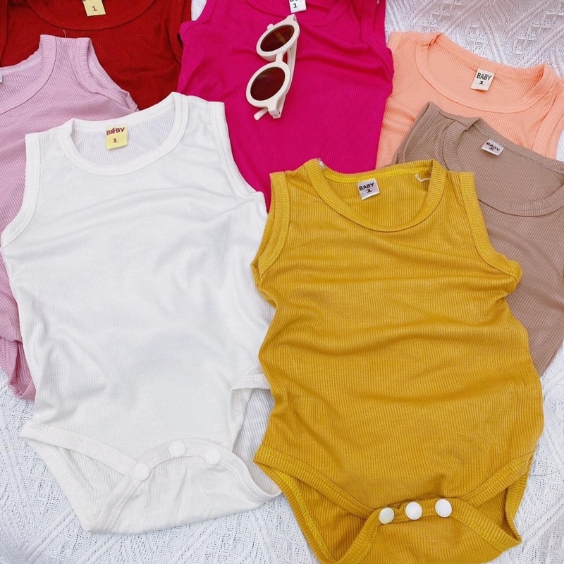 Bộ body chip Sát nách chất Tăm Lạnh siêu mềm mát bodysuit đồ liền thân quần áo sơ sinh cho bé 0-12M