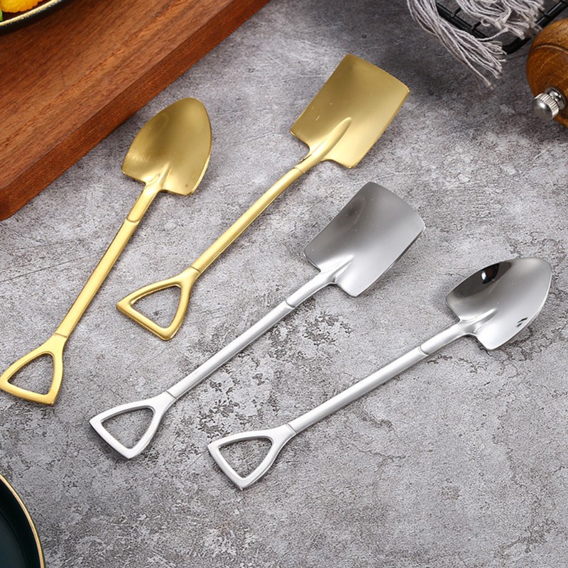 Muỗng khuấy cafe ăn bánh kem dưa hấu tráng miệng hình xẻng bằng thép không gỉ