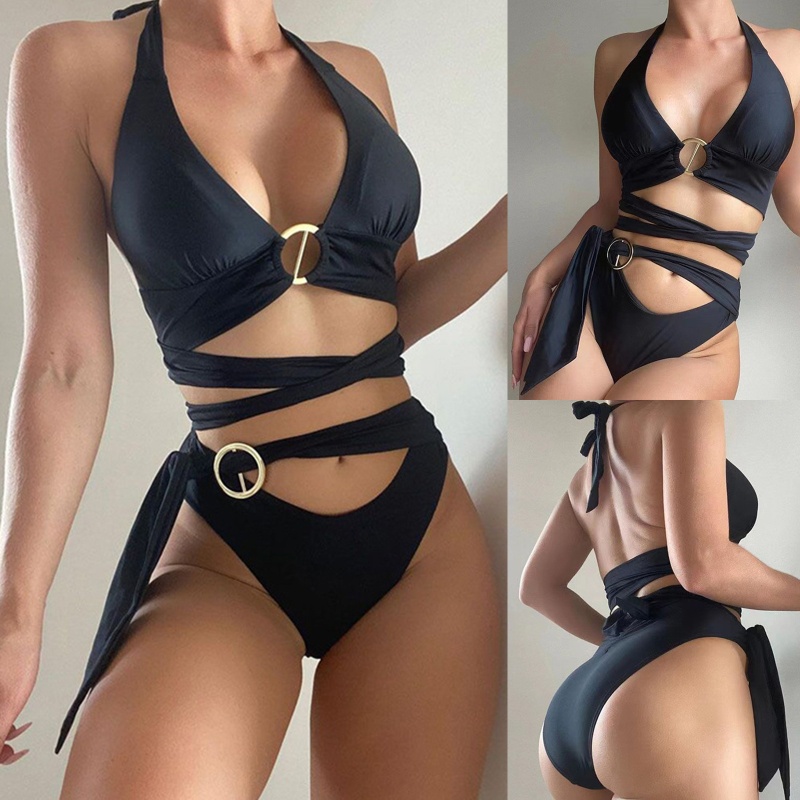 Brroa Bộ Đồ Bơi Bikini Hai Mảnh Dây Chéo Gợi Cảm Cho Nữ