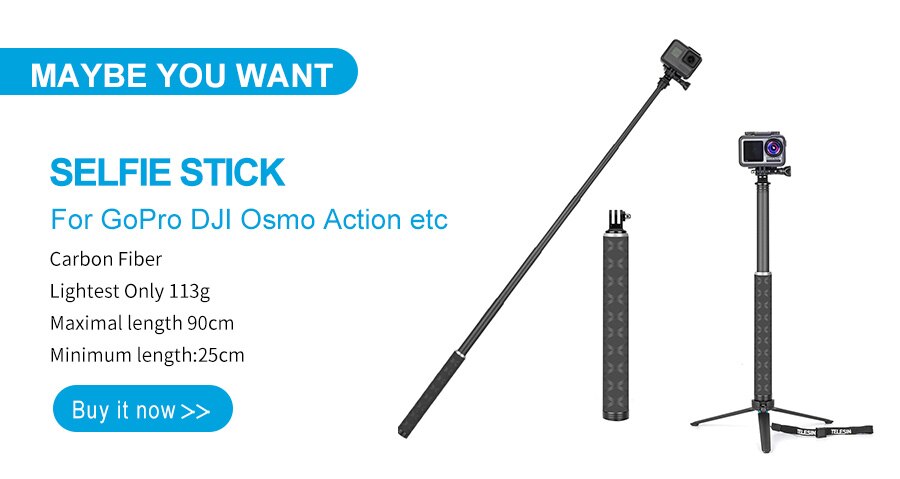 TELESIN-Palo de Selfie extensible de aleación de aluminio con trípode y Clip para teléfono para GoPro Hero 5 6 7 8 9 Xiaomi Yi DJI Osmo Action | BigBuy360 - bigbuy360.vn