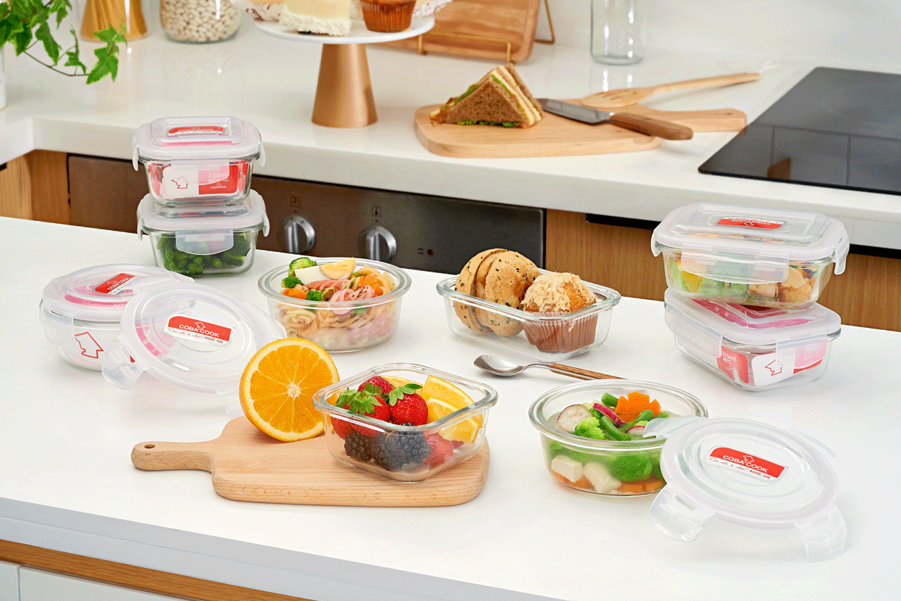 Bộ túi hộp cơm thủy tinh COBA'COOK. Gồm 3 hộp 400ml và 1 túi giữ nhiệt với 2 khóa kéo tiện dụng- CBHR400C3B | BigBuy360 - bigbuy360.vn
