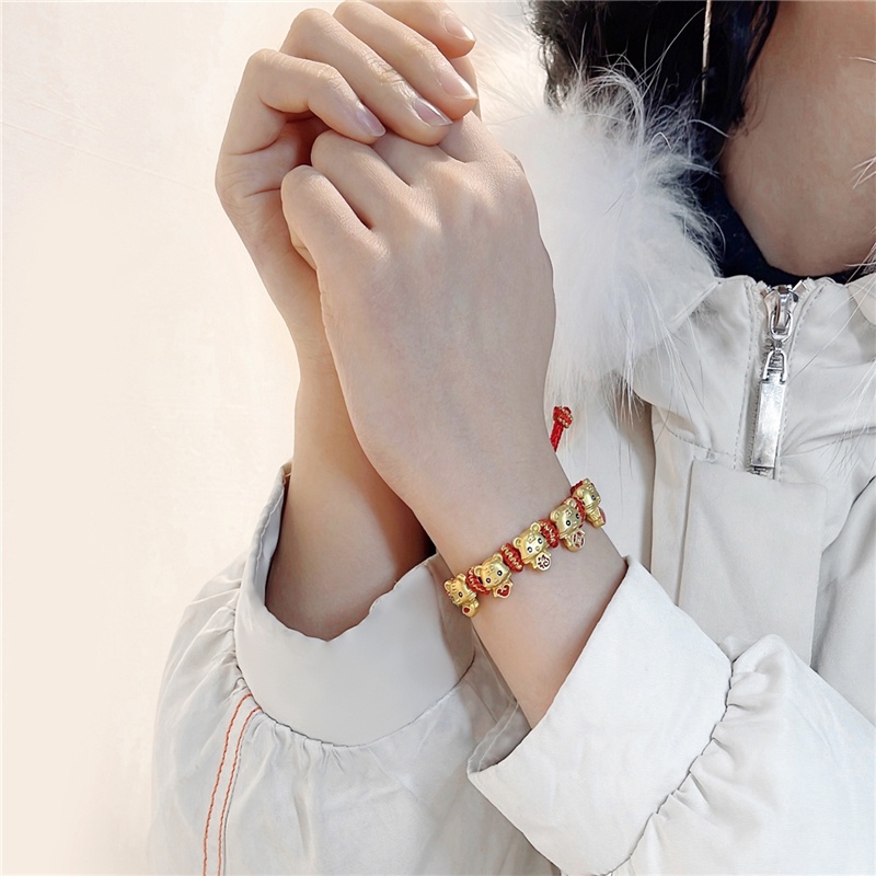 Mặt vòng cổ hình chú hổ vàng năm mới 2022 phong cách Trung Hoa truyền thống may mắn làm quà lưu niệm