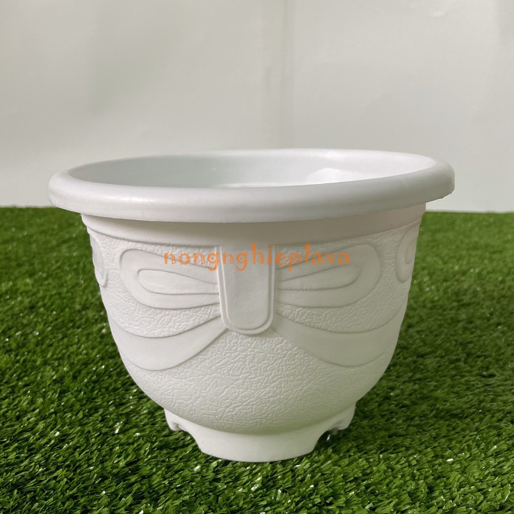 Chậu Nhựa Tròn Nơ 18x13cm Trồng Cây, Hoa Kiểng