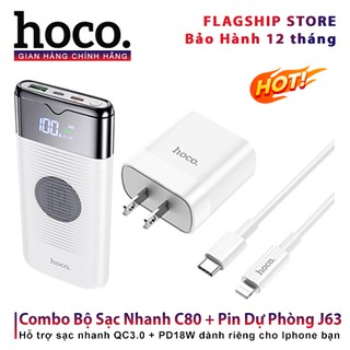 Combo Bộ Sạc Nhanh Hoco C80 + Pin Sạc Dự Phòng Hoco J63 Hỗ Trợ Sạc Nhanh QC3.0 + PD18W – Bảo Hành 12 Tháng