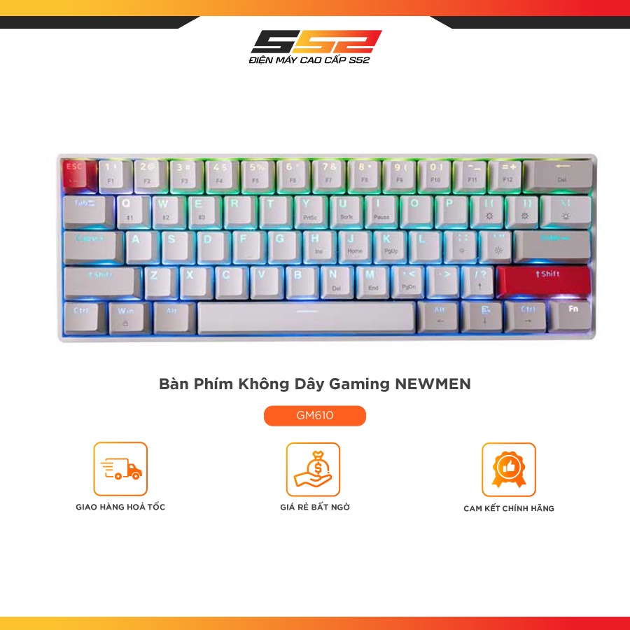 Bàn phím không dây gaming Newmen GM610 trắng - Hàng Chính Hãng