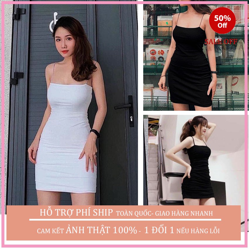 Váy HAI DÂY ôm Body sexy , váy Midi gợi cảm vải thun cao cấp thời trang Hàn Quốc .XƯỞNG MAY TIT COJ 2